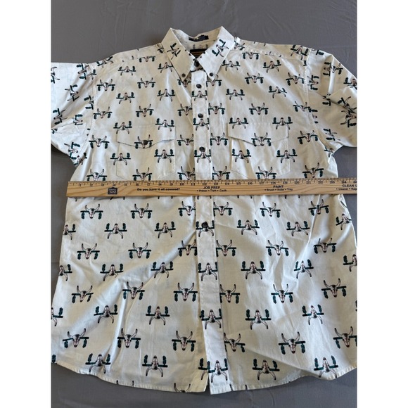 Panhandle Slim Shirt XL Men's All‎ Over Bull Skull Print White Western Rodeo - Picture 7 of 12